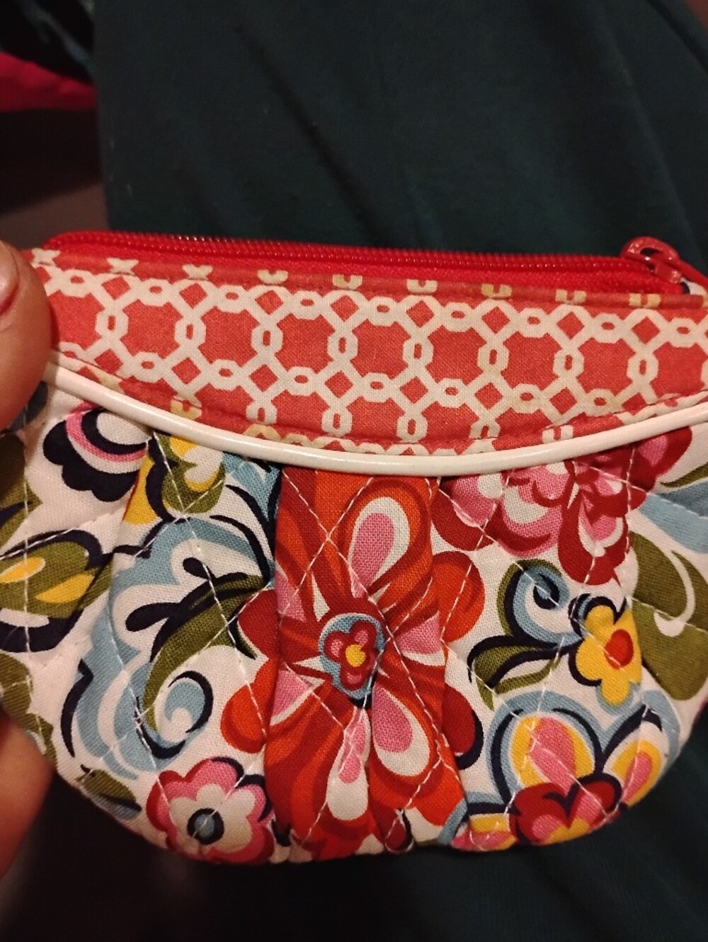 Vera Bradley- Hope Garden Quilted Sweetheart Pouch Coin Purse